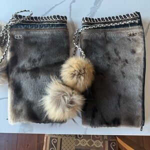 VERY ! VERY ! Unique authentic SEAL skin leg warmers 
With real fox pompons !